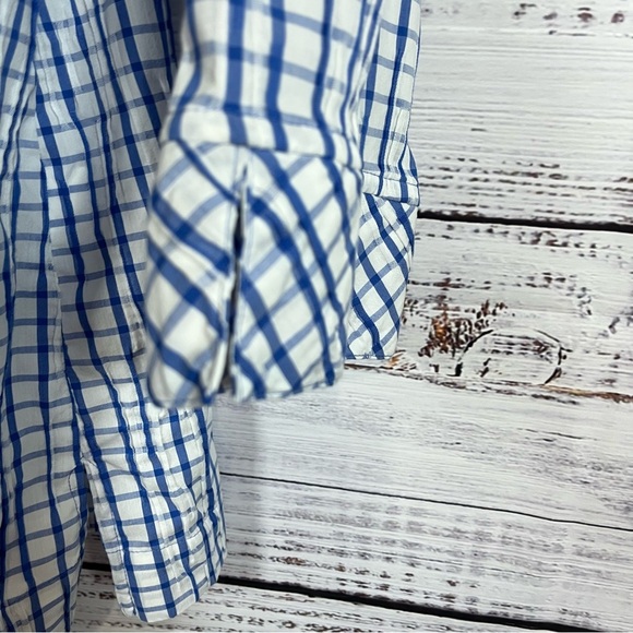 Foxcroft White Blue Check Button Shirt - Picture 5 of 13